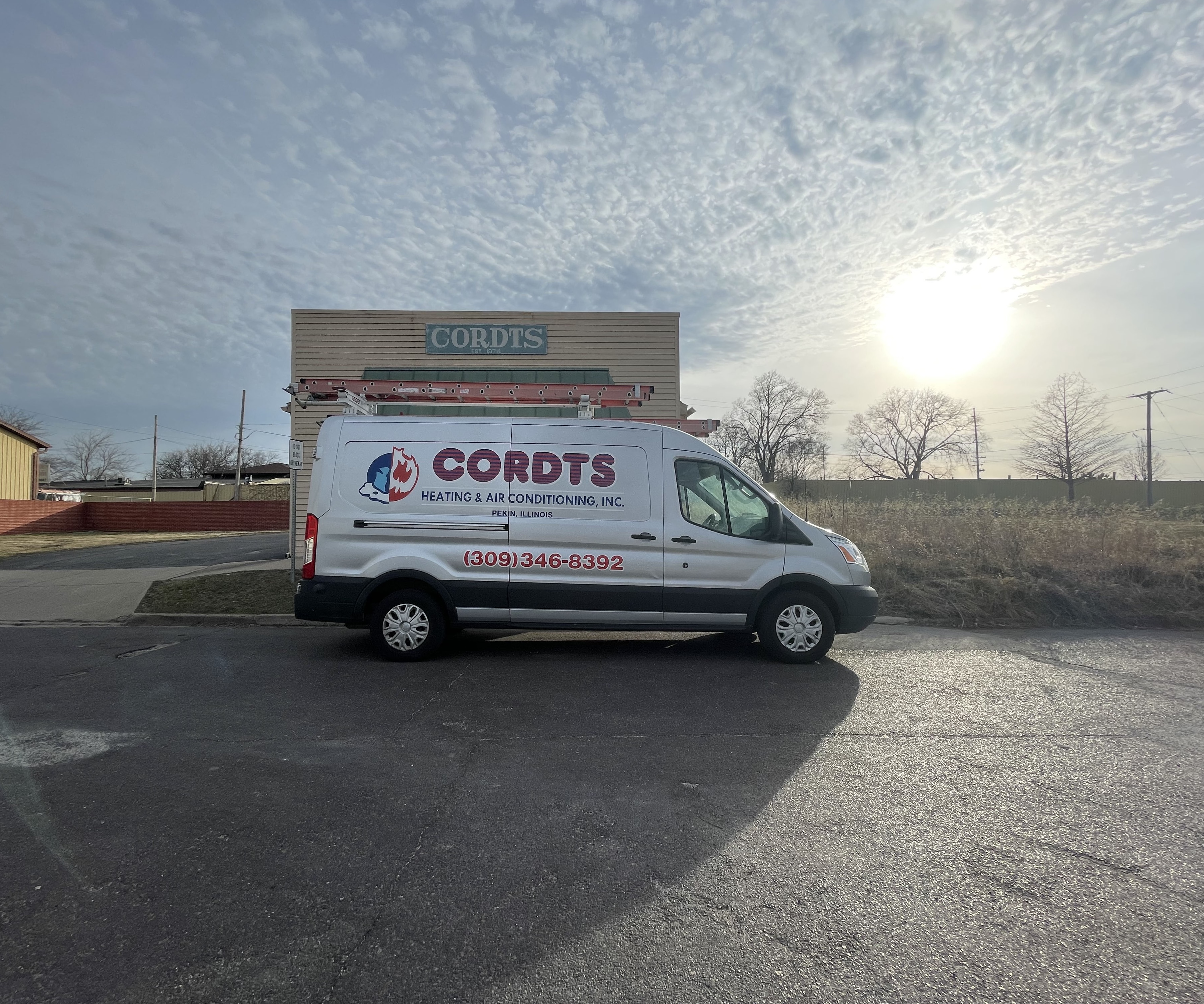 Cordts van in front of building
